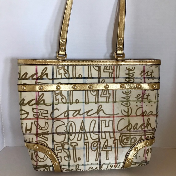 Coach || Shoulder Hobo Gold Beige Purse Bag - Picture 2 of 8